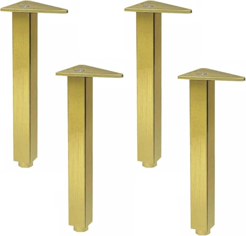4 Stück Möbelbeine, Sofafüße aus Metall, verstellbare Metallbeine, Ersatzbeinstützfüße aus Aluminiumlegierung(Brushed Gold,300mm(11.8in)) von YHNNH