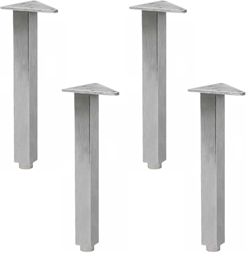 4 Stück Möbelbeine, Sofafüße aus Metall, verstellbare Metallbeine, Ersatzbeinstützfüße aus Aluminiumlegierung(Brushed Steel,150mm(5.9in)) von YHNNH