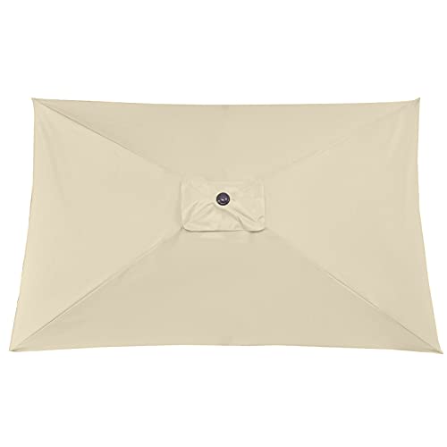 6,5 x 10 Fuß rechteckiger Schirmüberdachung, lichtbeständiger Terrassenschirmüberdachung für Außenterrasse, Rasen und Pool, 6-Rippen-Markttisch-Sonnenschirmabdeckung (Beige) von YHNNH