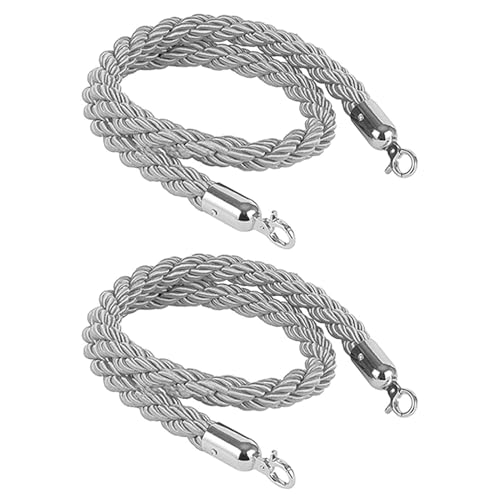 Absperrseile, 2er-Set – 3 m lange Absperrseile zur Kontrolle von Menschenmengen mit goldenen/silbernen Karabinerhaken for das Eventmanagement(Silver Hook,105cm) von YHNNH