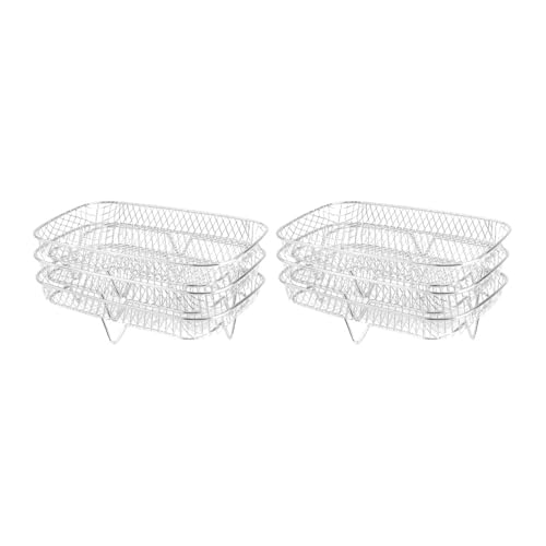 Air Fryer Rack, Air Fryer Ofen Grill Dampfgarer 3 Schichten Dörrgerät Ständer Stapelbar Mesh Grillkorb Air Fryer Zubehör(Rectangle 2PCS) von YHNNH