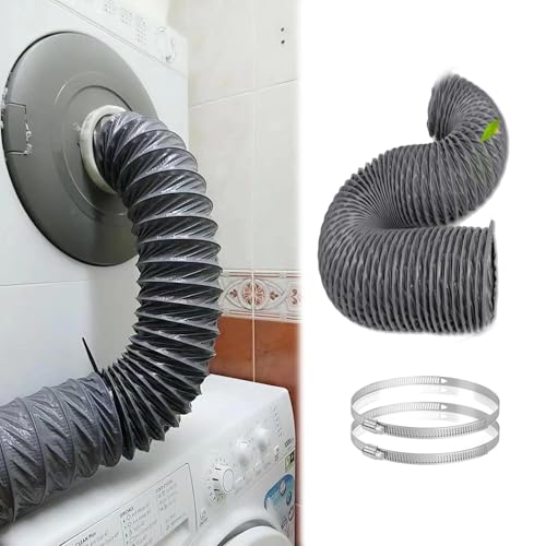 Flexibles Trockner-Entlüftungsschlauch-Set, 32 mm dicker Nylonkanal mit Edelstahlklemmen, 1–20 m Länge for Küche, Bad(L32ft D500mm) von YHNNH