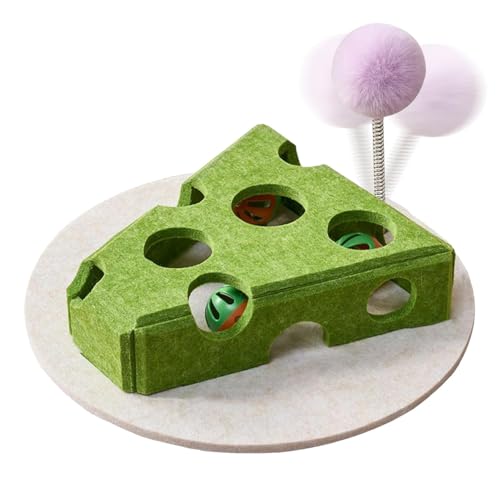 Haustierbedarf Puzzle-Futterspender for Katzen | Interaktiver Futterspender for im Käsedesign | mit Teaser-Stab, Glockenball-Futterbox for Spielplatz, mittelgroß Haustierbedarf Puzzle-Futterspender for Katzen | Interaktiver Futterspender for im Käsedesign | mit Teaser-Stab, Glockenball-Futterbox for Spielplatz, mittelgroß von YHNNH