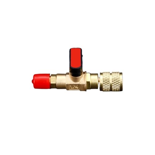 Klimaanlage Kühlschrank Fluorid Sicherheitsventil Messing Kleine Kugelhahn 1/4 SAE Kältemittelventil(R410) von YHNNH