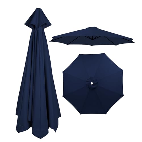 Marineblauer 3,0 m langer Ersatzschirm, wasserdicht, UV-Schutz, Sonnenschirmabdeckung für Außenterrasse, Gartendeck, Hinterhofpool, 8-Rippen-Design von YHNNH