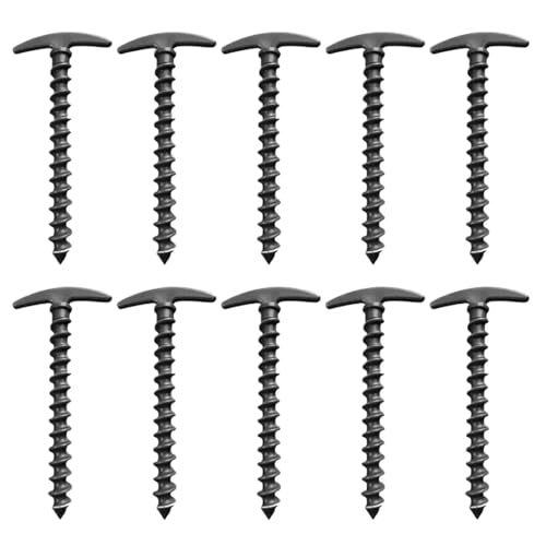 Metallische Bodennägel, 10Pcs Outdoor Camping Zelt Heringe Boden Nägel Schraube Anker Stakes Pegs Wandern Garten Nagel Pins Zubehör(Black) von YHNNH