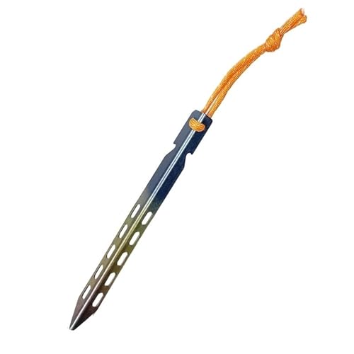 Metallische Bodennägel, 1Pcs Zeltheringe Camping Heringe Nägel Ultraleicht Winddicht Titan Zeltpfähle Outdoor Wandern Werkzeuge(Blue) von YHNNH