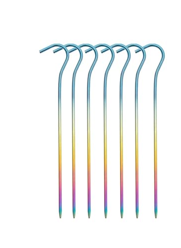 Metallische Bodennägel, 3,0 * 165mm Ultraleicht Camping Zubehör Titan Legierung Zelt Hering Heringe Mit Haken(Colorful,8pcs) von YHNNH