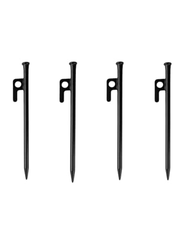 Metallische Bodennägel, 4 Stück Outdoor Camping Bodennagel Verdickter und verlängerter winddichter Fester Nagel Baldachin Strand Großes Zelt Stahl(Black,25cm) von YHNNH