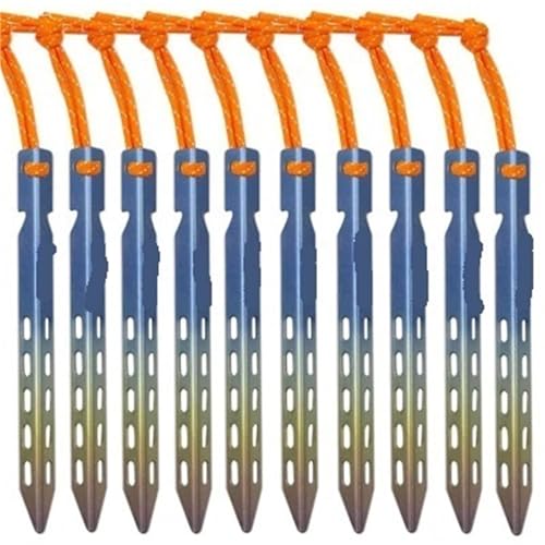 Metallische Bodennägel, Titan Zelt Hering 6 Teile/lose Bunte V Geformt Winddicht Outdoor Camping Nagel mit Seil Geeignet for Weichen Boden(10pcs) von YHNNH