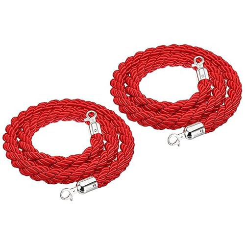Rotes Samt-Absperrseil mit silbernen Haken – 2 Stück 4–10 Fuß langes Absperrseil for Veranstaltungen und Eröffnungen(200cm) von YHNNH