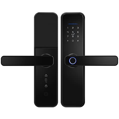 Smart Door Handle Biometrisches Fingerabdruck-Türschloss, schlüsselloses elektronisches Türschloss mit Griff, Code-Türschloss Tastatur, APP-Steuerung, IC-Karte von YHNNH