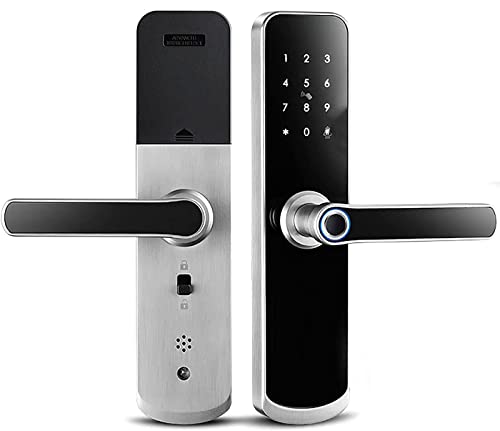 Smart Door Handle Schlüsselloses Türschloss, Smart Lock, 5-in-1-Smart-Türschloss for Entriegeln der Haustür per Fingerabdruck, App, IC-Karten, Passcode und Schlüssel von YHNNH