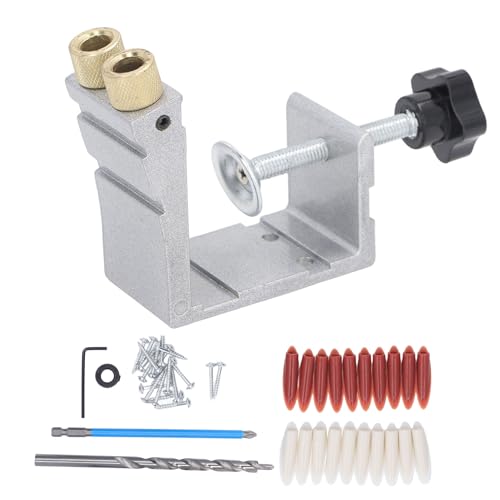 Taschenlochlehren-Set, verstellbarer geneigter Stanz-Lokalisierer, Aluminiumlegierung, Holzbearbeitungs-Dübel-Bohrführungs-Kit for Heimwerkerprojekte von YHNNH
