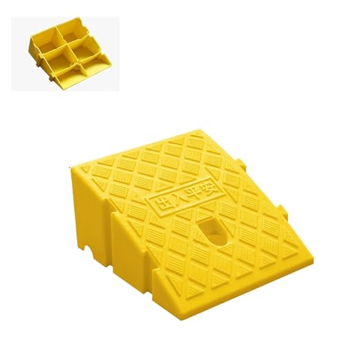Tragbare 6-Zoll-7-Zoll-Rampen mit Verriegelungssystem for Rollstühle, rutschfeste Schwellenrampen aus Kunststoff(Yellow,25x27x11CM) von YHNNH