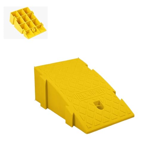 Tragbare 6-Zoll-7-Zoll-Rampen mit Verriegelungssystem for Rollstühle, rutschfeste Schwellenrampen aus Kunststoff(Yellow,25x27x13CM) von YHNNH