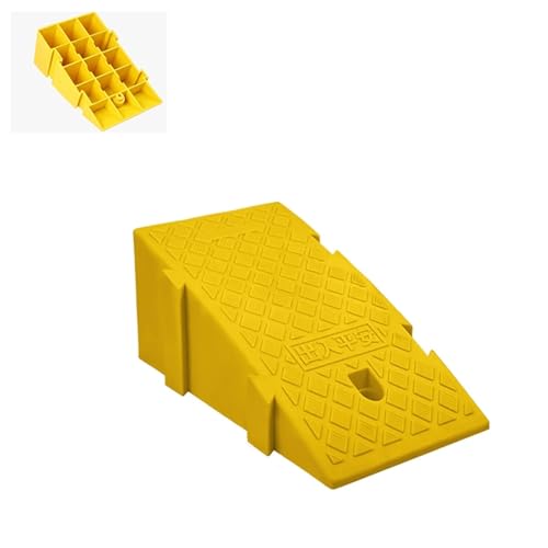Tragbare 6-Zoll-7-Zoll-Rampen mit Verriegelungssystem for Rollstühle, rutschfeste Schwellenrampen aus Kunststoff(Yellow,25x45x19CM) von YHNNH