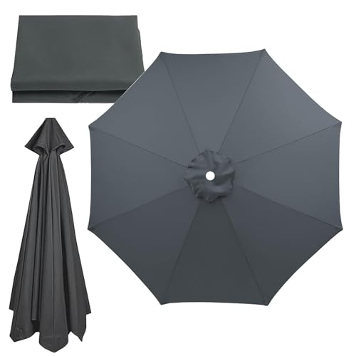 UV-geschützte, wasserdichte Ersatz-Sonnenschirmüberdachung für 2 Terrassenschirme, einfache Installation, grauer Stoff, 8-Rippen-Design für Schatten im Freien UV-geschützte, wasserdichte Ersatz-Sonnenschirmüberdachung für 2 Terrassenschirme, einfache Installation, grauer Stoff, 8-Rippen-Design für Schatten im Freien von YHNNH