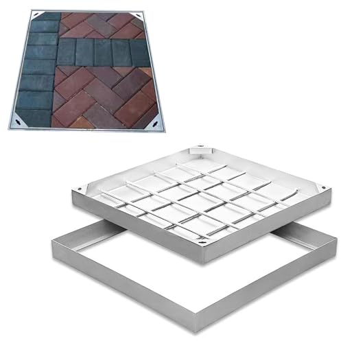 Unsichtbarer versenkter Schachtdeckel – Rahmen aus Edelstahl 304, Inspektionsdeckel for den Innen- und Außenbereich mit tragbarem Zugloch(40x40x8cm) von YHNNH