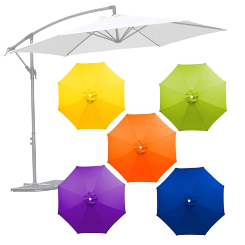 Wasserdichter Ersatz-Sonnenschirmbezug, 6 8 Arme, 6,5 10 Fuß, Gartenschirmbezug, wetterfest, UV-beständig, winddichter Stoff (Dunkelblau, 2,7 m, 8 Rippen) von YHNNH
