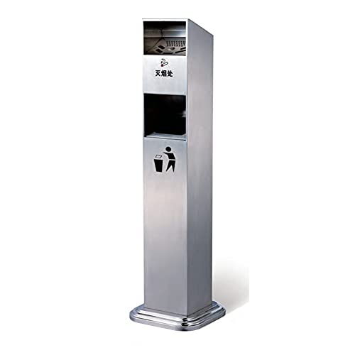 YHNNH, 2-In-1 Standaschenbecher Edelstahl Mülleimer Outdoor Winddichter Aschenbecher Zigaretten Aschenbecher for Home Office Indoor(Silver) von YHNNH