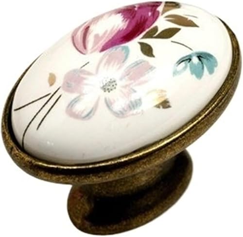 YHNNH， 2 Stücke Tulip Elliptical Bronze Keramik Griffe Europäischen-Stil Ländlichen Schublade Kleiderschrank Schrank Türgriffe(Bronze) von YHNNH