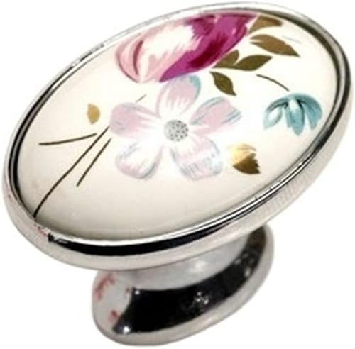 YHNNH， 2 Stücke Tulip Elliptical Bronze Keramik Griffe Europäischen-Stil Ländlichen Schublade Kleiderschrank Schrank Türgriffe(Silver) von YHNNH