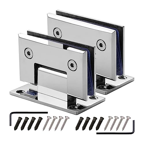 YHNNH， 2er-Pack Glastürscharniere aus Edelstahl 304, Schrankscharniere, helles Silber, 90° Zweiwege-Badezimmer-Glasklemme for 8-12 mm gehärtetes Glas, Glasscharnier von YHNNH