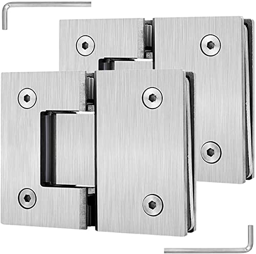 YHNNH， 2er-Pack Glastürscharniere aus Edelstahl 304, gebürstetes Silber, 180° Zwei-Wege-Glasklemme for Badezimmer, 8–12 mm Schwingtürscharniere for Duschkabinen von YHNNH