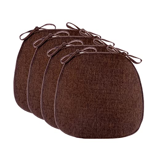 YHNNH， 4 Stuhlkissen for Esszimmerstühle mit Bändern, Stuhlkissen for Esszimmer, Sitzkissen for Küchenstühle, Bunte Stuhlpolster mit Rutschfester Unterseite.(Brown) von YHNNH