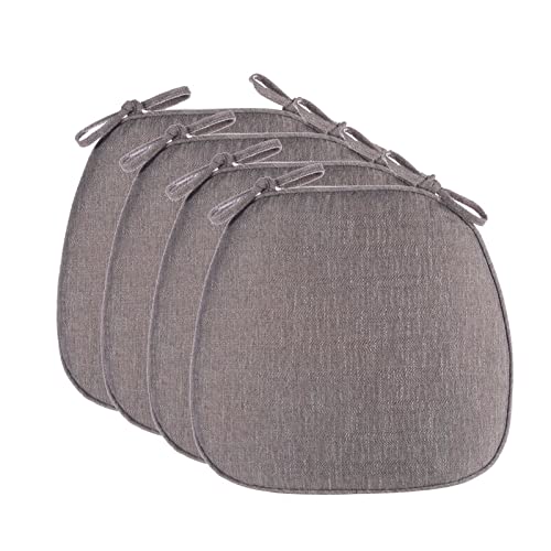 YHNNH， 4 Stuhlkissen for Esszimmerstühle mit Bändern, Stuhlkissen for Esszimmer, Sitzkissen for Küchenstühle, Bunte Stuhlpolster mit Rutschfester Unterseite.(Grey) von YHNNH