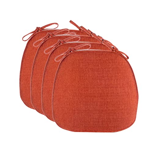 YHNNH， 4 Stuhlkissen for Esszimmerstühle mit Bändern, Stuhlkissen for Esszimmer, Sitzkissen for Küchenstühle, Bunte Stuhlpolster mit Rutschfester Unterseite.(Orange) von YHNNH