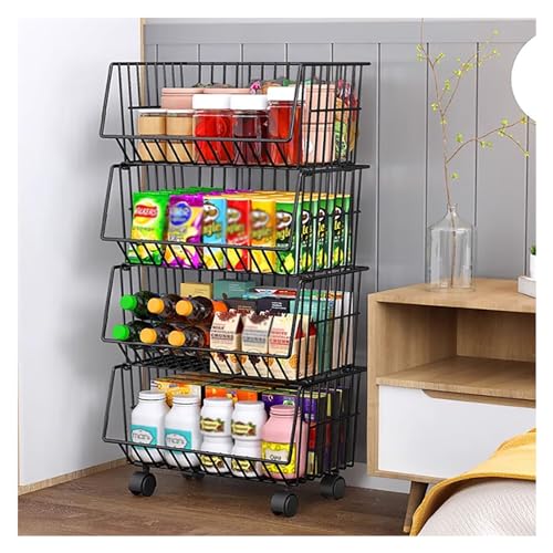 YHNNH, 4-stufiges Snackkorbregal, freistehende Supermarktregale for Büro, Küchenschrank, Speisekammer, Einzelhandelsgeschäfte, Wohnheim(51x25x83cm) von YHNNH