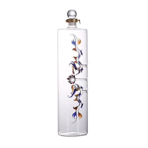 YHNNH, 4000 ml/135 oz Whisky-Dekanter mit Holzsockel, Klarglas-Likörspender, zwei mit Perlen spielende Drachen in einer Flasche for Scotch Bourbon Vodka von YHNNH