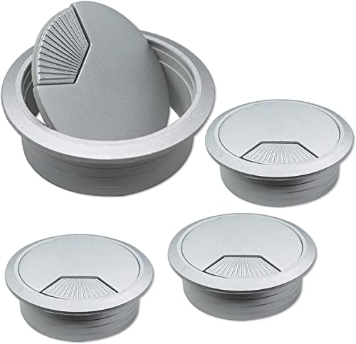YHNNH， 60 mm Kabeldurchführung for den Schreibtisch, 4-tlg. schwarze Kabeldurchführung for den Schreibtisch, Kabelführung for den Schreibtischtisch for Zuhause und das Büro, Tischoberflächen-Anschluss von YHNNH