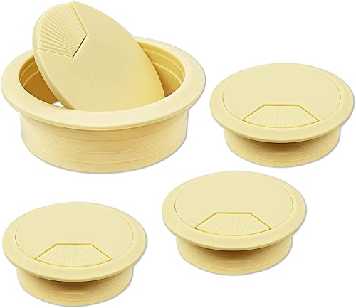 YHNNH， 60 mm Kabeldurchführung for den Schreibtisch, 4-tlg. schwarze Kabeldurchführung for den Schreibtisch, Kabelführung for den Schreibtischtisch for Zuhause und das Büro, Tischoberflächen-Anschluss von YHNNH