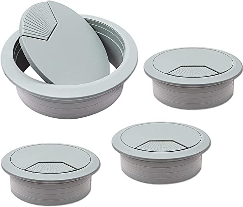 YHNNH， 60 mm Kabeldurchführung for den Schreibtisch, 4-tlg. schwarze Kabeldurchführung for den Schreibtisch, Kabelführung for den Schreibtischtisch for Zuhause und das Büro, Tischoberflächen-Anschluss von YHNNH