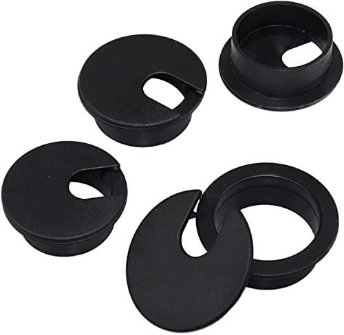 YHNNH， 60 mm Kabeldurchführung for den Schreibtisch, 4-tlg. schwarze Kabeldurchführung for den Schreibtisch, Kabelführung for den Schreibtischtisch for Zuhause und das Büro, Tischoberflächen-Anschluss von YHNNH