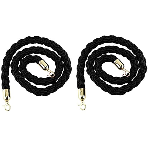 YHNNH, Absperrseil aus Hanf zur Kontrolle von Menschenmengen, industrielles Hochleistungs-Absperrseil, gedrehtes Seil, mit Haken for Hotelkonzerte, Theater/(Black,Length 1M/3.3Ft/39In) von YHNNH