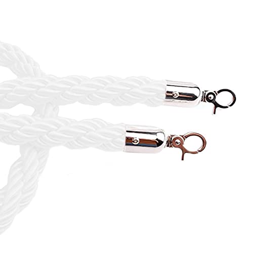 YHNNH, Absperrseile mit silbernen Haken, Nylon-Hanf-Absperrseil/VIP-Warteschlangenseil zur Kontrolle der Menschenmenge, for den Einlass in Restaurants, Hotels und Veranstaltungen(White,1.5M/59Inch/5Ft von YHNNH