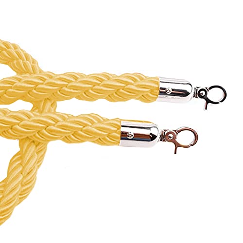 YHNNH, Absperrseile mit silbernen Haken, Nylon-Hanf-Absperrseil/VIP-Warteschlangenseil zur Kontrolle der Menschenmenge, for den Einlass in Restaurants, Hotels und Veranstaltungen(Yellow,0.6M/24Inch/2F von YHNNH