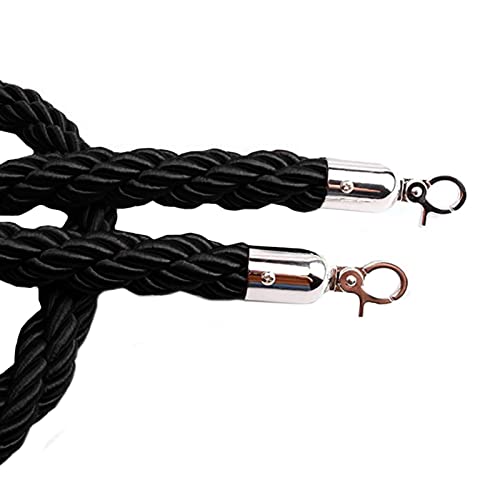 YHNNH, Absperrseile mit silbernen Haken, Nylon-Hanf-Absperrseil/VIP-Warteschlangenseil zur Kontrolle der Menschenmenge, for den Einlass in Restaurants, Hotels und Veranstaltungen(Black,0.9M/36Inch/3Ft von YHNNH