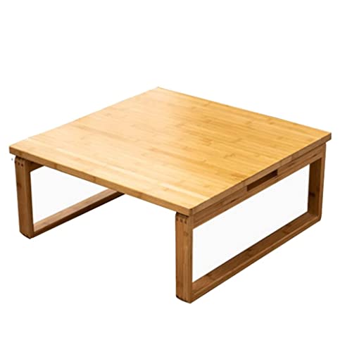 YHNNH, Bambus-Couchtisch im japanischen Stil – Faltbarer niedriger Tisch, quadratischer Teetisch, mit klappbaren Beinen, for den Haushalt(Natural,60 * 60 * 23.5cm) von YHNNH