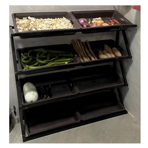 YHNNH, Bodenstehender Snack-Präsentationskorb, Supermarktregal for den Küchentheken-Einzelhandel, 4- bis 5-stufiger Obst- und Gemüsehalter(Black,120x35x110cm/47.x13.8x43.3in) von YHNNH