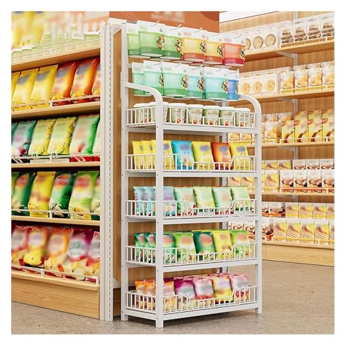 YHNNH, Convenience Store Lagerregal mit Haken, 4/5 – Regal, Obst- und Gemüse-Organizer(White 5 Tier,W 23.6in/60cm) von YHNNH