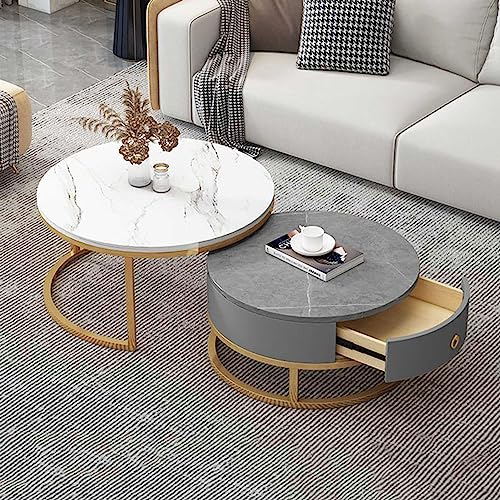YHNNH, Couchtisch im 2er-Set mit Schubladenaufbewahrung – stilvoller Beistell- und Sofatisch for Wohnzimmer, Schlafzimmer – moderner Teetisch(12,70 * 50cm/27.5 * 19.6in) von YHNNH