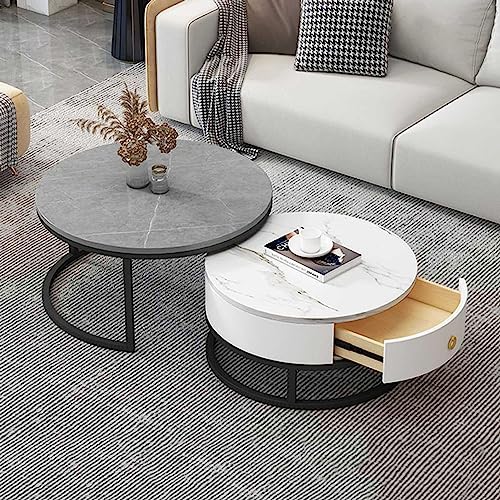 YHNNH, Couchtisch im 2er-Set mit Schubladenaufbewahrung – stilvoller Beistell- und Sofatisch for Wohnzimmer, Schlafzimmer – moderner Teetisch(7,70 * 50cm/27.5 * 19.6in) von YHNNH