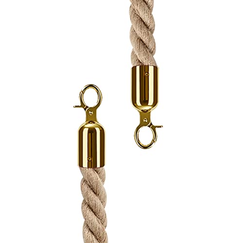 YHNNH, Geflochtenes Seil zur Kontrolle von Menschenmengen mit goldenen Haken, Trennwandseile for Banken/Theken/Konzerte, Kino-Warteschlangentrenner, Hanfseil/(4M/13.1Ft) von YHNNH