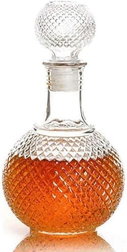 YHNNH, In Italien hergestellter bleifreier Kristall-Whiskey-Glas-Dekanter mit verziertem Stopfen, Bourbon-Scotch-Likör-Spender, 1000 ml (Größe: 250 ml)(1000ML) von YHNNH