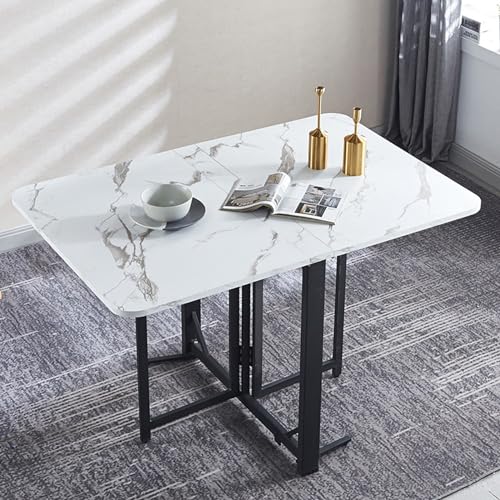 YHNNH, Klappbarer Esstisch, platzsparender Esstisch, Leichter klappbarer Tisch mit Dicker Tischplatte und stabilem Metallrahmen, for Küche, Esszimmer/Wohnzimmer von YHNNH
